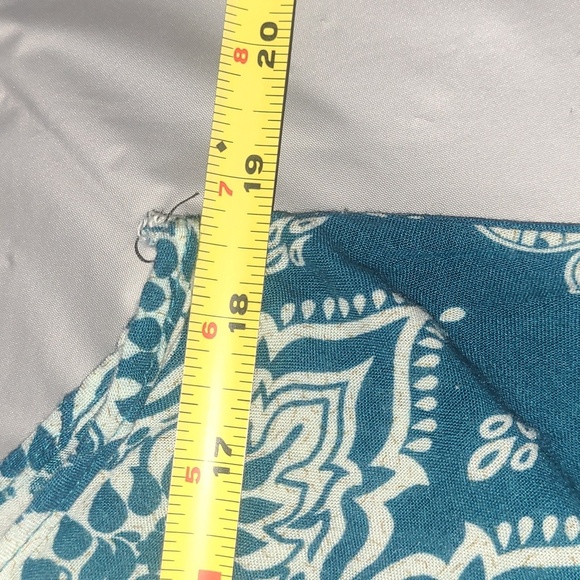 Maxi Sundress Turquoise Elephant Print Boho Forest Fairy Scoop Neck Lightweight - Picture 2 of 9